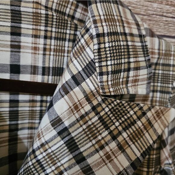 Vintage unbranded blazer Women's 14 browns/ cream plaid Pre-owned - Picture 3 of 6